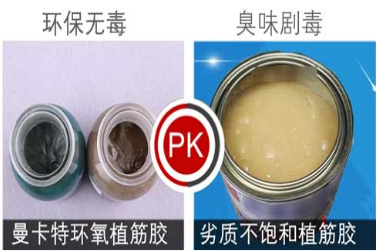 曼卡特植筋膠與劣質(zhì)不飽和植筋膠的對(duì)比